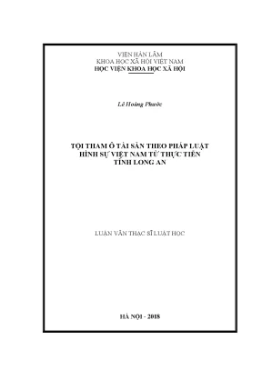 Nghiên cứu tội tham ô tài sản theo pháp luật hình sự