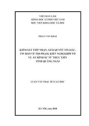 Kiểm Soát Tố Giác và Tin Báo Tội Phạm Tại Quảng Ngãi: