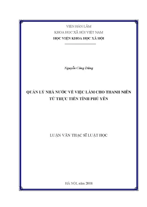 Quản Lý Nhà Nước Về Việc Làm Cho Thanh Niên Tại Tỉnh Phú Yên