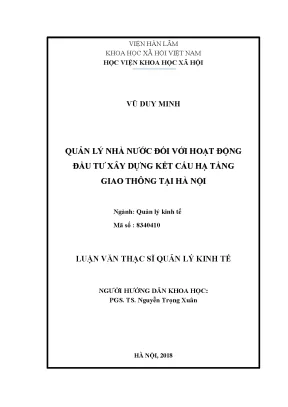 Quản Lý Nhà Nước Đối Với Đầu Tư Xây Dựng Kết Cấu Hạ Tầng