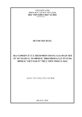 Địa Vị Pháp Lý Của Thẩm Phán Trong Xét Xử Sơ Thẩm Vụ Án
