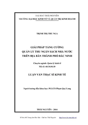 Giải Pháp Tăng Cường Quản Lý Ngân Sách Nhà Nước Tại Bắc Ninh