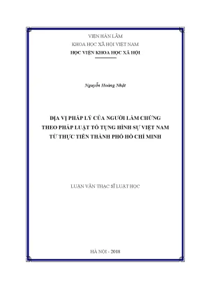 Địa Vị Pháp Lý Của Người Làm Chứng Trong Tố Tụng Hình Sự