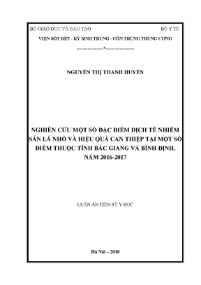Nghiên Cứu Đặc Điểm Dịch Tễ Nhiễm Sán Lá Nhỏ Tại Bắc 