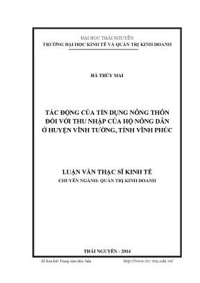 Tác Động Của Tín Dụng Nông Thôn Đến Thu Nhập Hộ Nông Dân