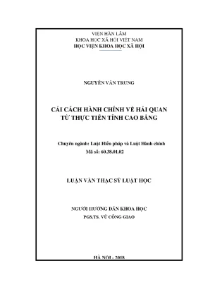 Cải Cách Hành Chính Về Hải Quan Tại Tỉnh Cao Bằng: Thực