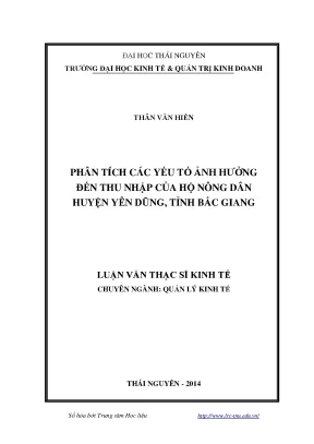 Phân Tích Yếu Tố Ảnh Hưởng Đến Thu Nhập Của Hộ Nông Dân