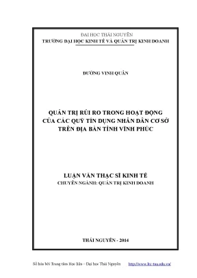 Quản Trị Rủi Ro Trong Hoạt Động Của Các Quỹ Tín Dụng