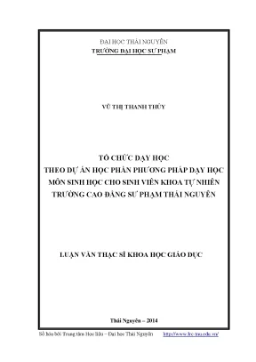 Tổ Chức Dạy Học Theo Dự Án Môn Sinh Học Tại Trường Đại