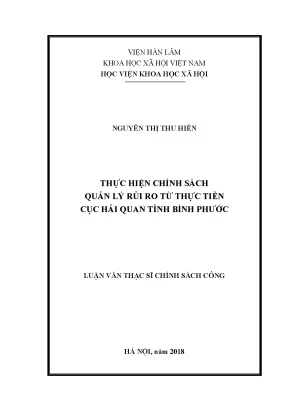 Chính Sách Quản Lý Rủi Ro Tại Cục Hải Quan Tỉnh Bình Phước