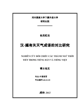 Nghiên Cứu So Sánh Thành Ngữ Thời Tiết Giữa Tiếng Hán Và 