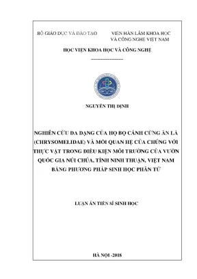 Nghiên cứu đa dạng bọ cánh cứng Chrysomelidae và mối