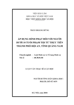 Áp Dụng Hình Phạt Đối Với Người Dưới 18 Tuổi Phạm Tội