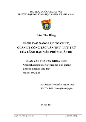 Nâng Cao Năng Lực Quản Lý Văn Thư và Lưu Trữ Của Lãnh 