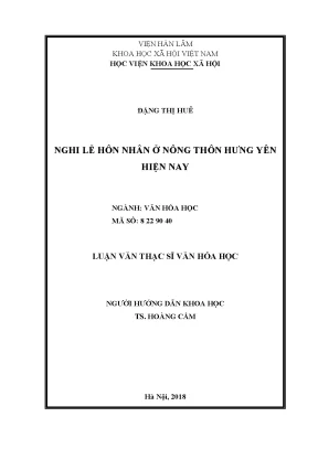Nghi Lễ Hôn Nhân Ở Nông Thôn Hưng Yên: Thực Trạng Và