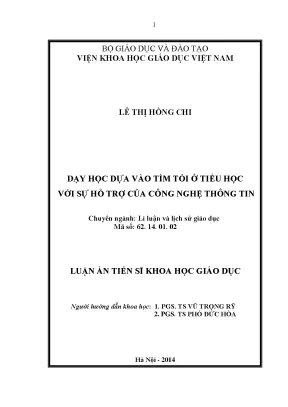 Dạy Học Dựa Vào Tìm Tòi Ở Tiểu Học Với Công Nghệ Thông Tin