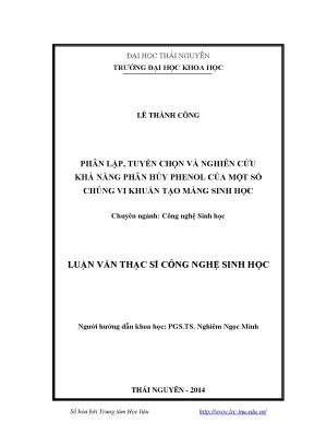 Nghiên Cứu Khả Năng Phân Hủy Phenol Của Vi Khuẩn Tạo
