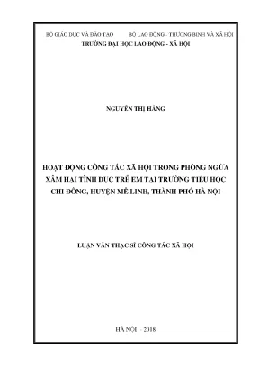 Phòng Ngừa Xâm Hại Tình Dục Trẻ Em Tại Trường Tiểu Học
