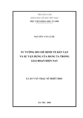 Tư Tưởng Hồ Chí Minh Về Dân Vận: Vận Dụng Của Đảng Trong