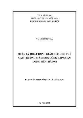 Quản Lý Hoạt Động Giáo Dục Trẻ Mầm Non Tại Quận Long