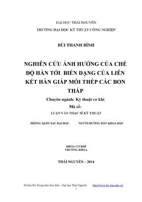 Nghiên Cứu Ảnh Hưởng Của Chế Độ Hàn Đến Biến Dạng Liên