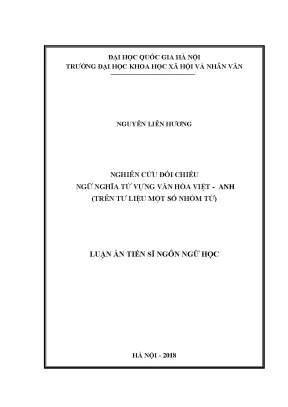 Nghiên Cứu Đối Chiếu Ngữ Nghĩa Từ Vựng Văn Hóa Việt - Anh