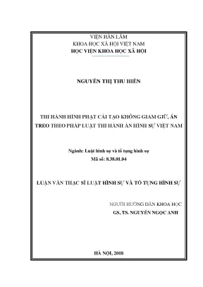 Nâng Cao Chất Lượng Thi Hành Hình Phạt Cải Tạo Không