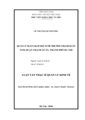 Quản Lý Ngân Sách Phường Thanh Xuân Nam: Thực Trạng và