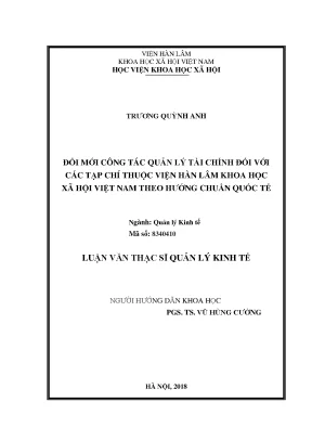 Đổi Mới Quản Lý Tài Chính Tạp Chí Khoa Học Xã Hội Hướng
