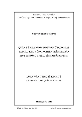Quản Lý Nhà Nước Đối Với Sử Dụng Đất Tại Các Khu Công