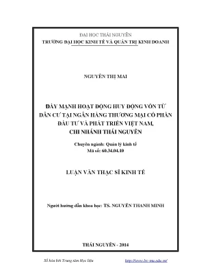 Đẩy Mạnh Hoạt Động Huy Động Vốn Từ Dân Cư Tại BIDV Thái