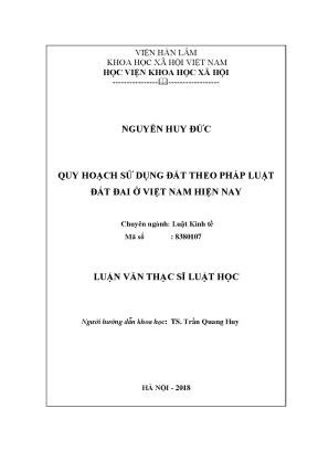 Quy Hoạch Sử Dụng Đất Theo Pháp Luật Đất Đai Ở Việt Nam: