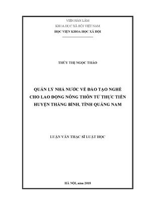 Quản Lý Nhà Nước Về Đào Tạo Nghề Cho Lao Động Nông Thôn 
