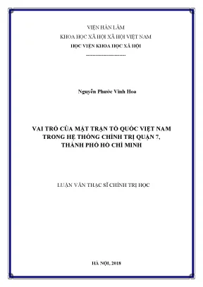 Vai trò của Mặt trận Tổ quốc Việt Nam trong hệ thống