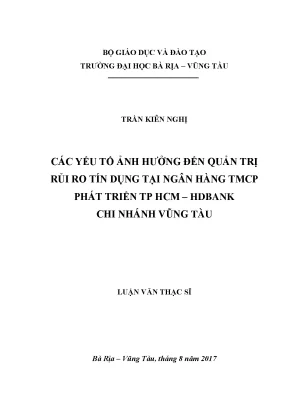 Quản Trị Rủi Ro Tín Dụng Tại HDBank: Các Yếu Tố Ảnh Hưởng