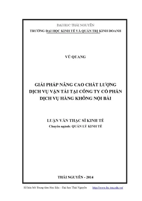 Giải Pháp Nâng Cao Chất Lượng Dịch Vụ Vận Tải Hàng Không