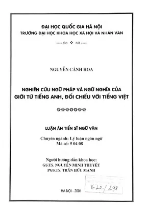 Nghiên Cứu Ngữ Pháp và Nghĩa Của Từ Trong Tiếng Anh và 