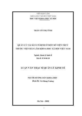 Quản Lý Tài Sản Cố Định Tại Viện Hàn Lâm Khoa Học Xã Hội