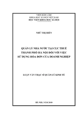Quản Lý Hóa Đơn Doanh Nghiệp Tại Cục Thuế Hà Nội: Nghiên