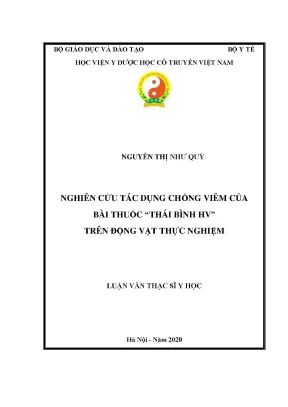 Nghiên Cứu Tác Dụng Chống Viêm Của Bài Thuốc Thái Bình