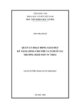 Quản Lý Hoạt Động Giáo Dục Kỹ Năng Sống Cho Trẻ 5-6 Tuổi