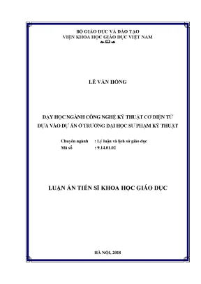 Dạy Học Ngành Công Nghệ Kỹ Thuật Cơ Điện Tử Dựa Vào Dự 