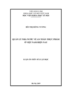 Quản Lý Nhà Nước Về An Toàn Thực Phẩm Tại Việt Nam: Thực