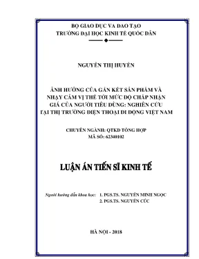 Nghiên Cứu Ảnh Hưởng Của Gắn Kết Sản Phẩm Và Nhạy Cảm Vị