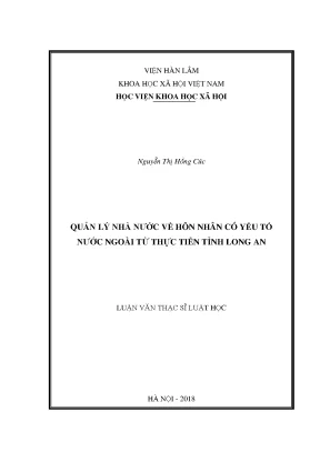 Quản Lý Nhà Nước Về Hôn Nhân Có Yếu Tố Nước Ngoài Tại