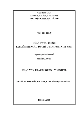Quản Lý Tài Chính Tại Liên Hiệp Các Tổ Chức Hữu Nghị