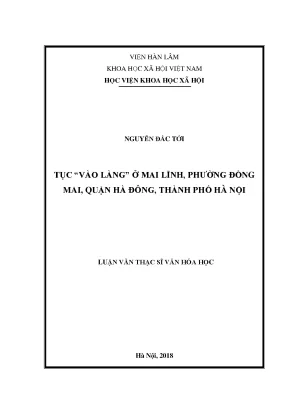 Tục "Vào Làng" Ở Mai Lĩnh: Nghiên Cứu Văn Hóa Và Ý Nghĩa