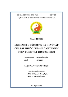 Nghiên Cứu Tác Dụng Hạ Huyết Áp Của Bài Thuốc Thanh Can