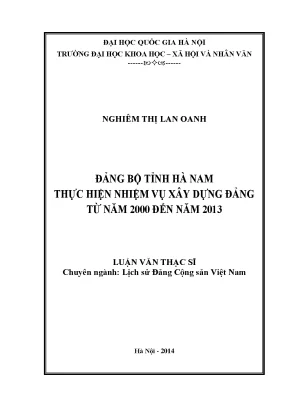 Nghiên Cứu Về Xây Dựng Đảng Tại Hà Nam (2000-2013)