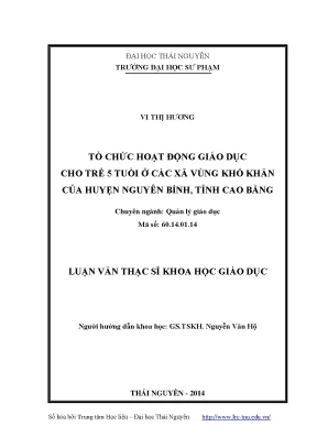 Tổ Chức Hoạt Động Giáo Dục Cho Trẻ 5 Tuổi Tại Các Xã Khó